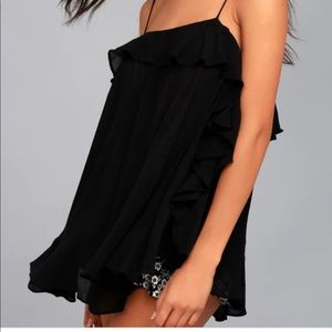 Free People Black Cascades Camisole